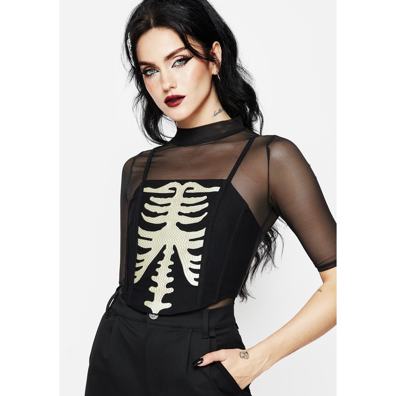 Ribcage Embroidered Corset Top