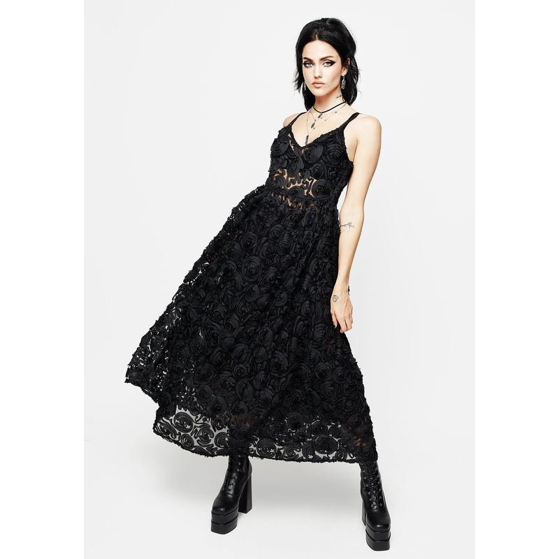 Rosehip Textured Mesh Midi Dress