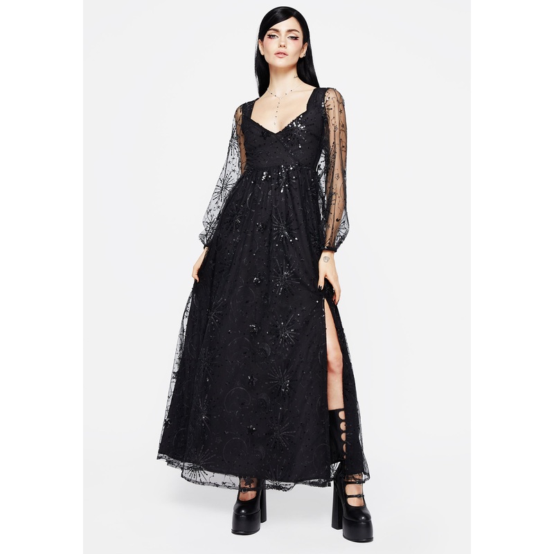 Sirius Sequined Faux Wrap Maxi Gown