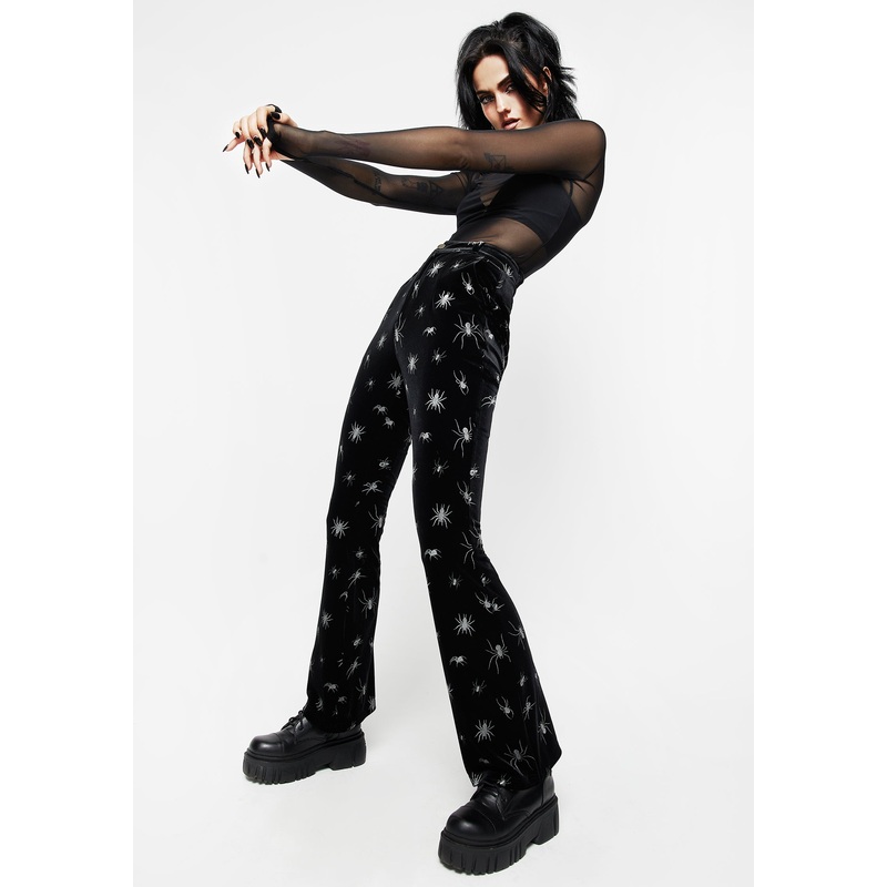 Spiro Foil Print Velour Flared Trousers
