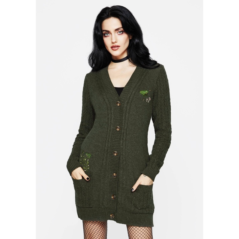 Swamplife Embroidered Cable Knit Longline Cardigan