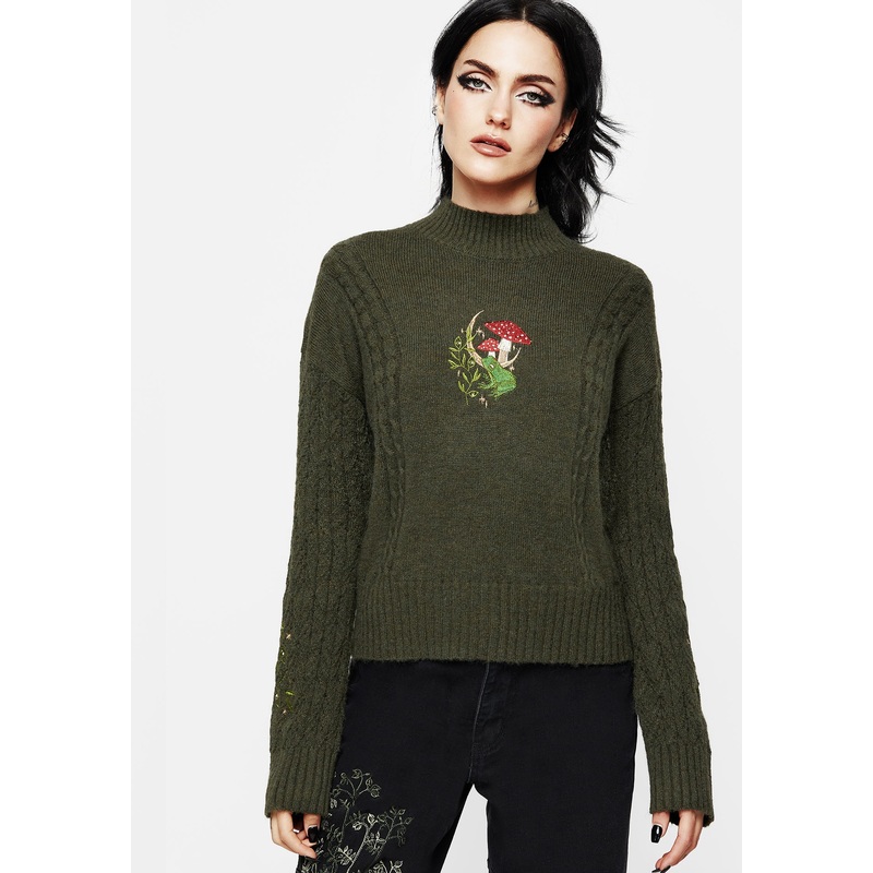 Swamplife Embroidered Cable Knit Relaxed Jumper