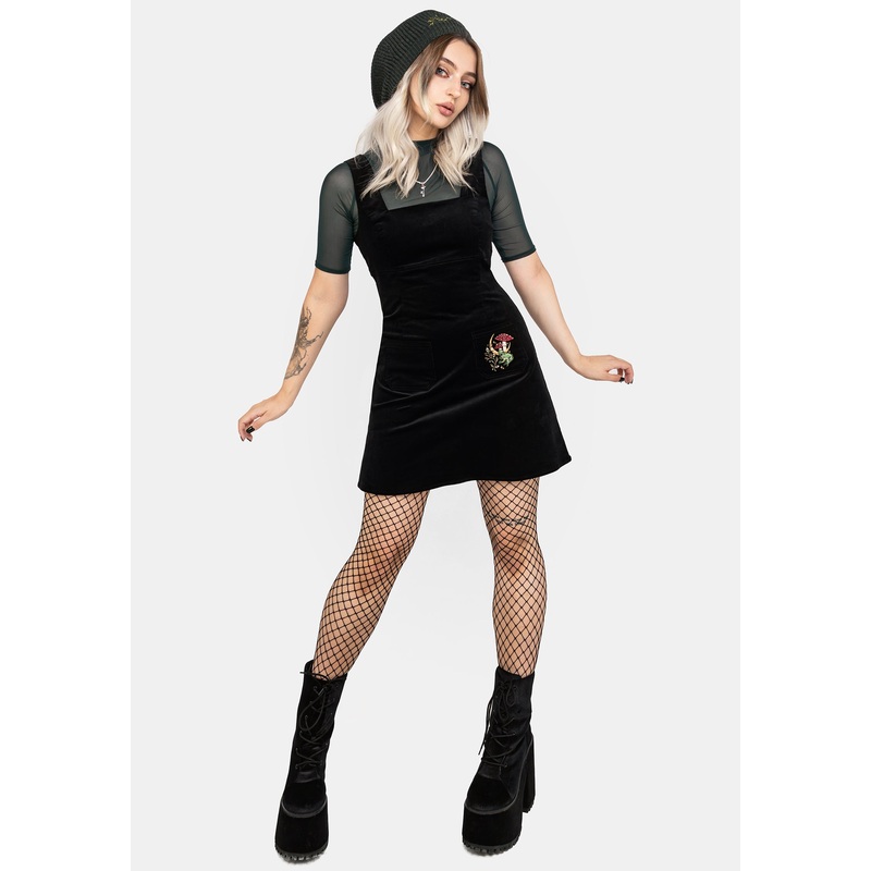 Swamplife Embroidered Cord Mini Pinafore Dress