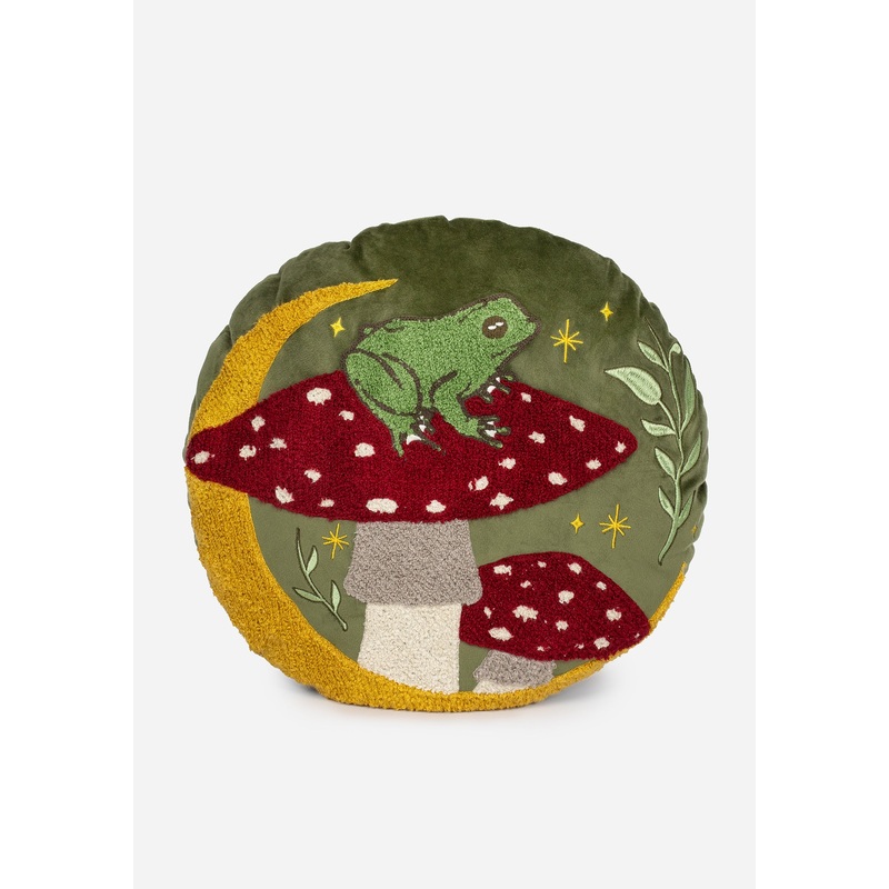 Swamplife Embroidered Velour Round Cushion