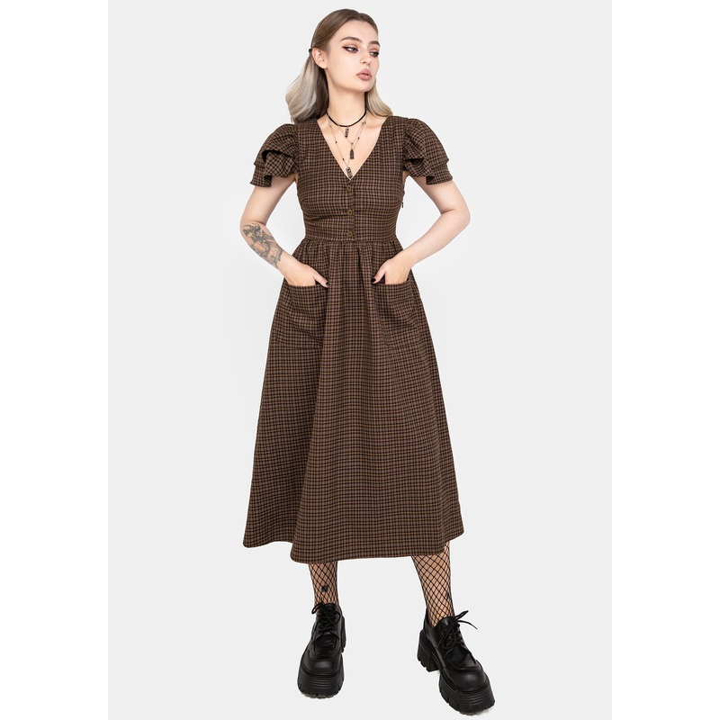 Sweetspire Check Button Up Midi Dress