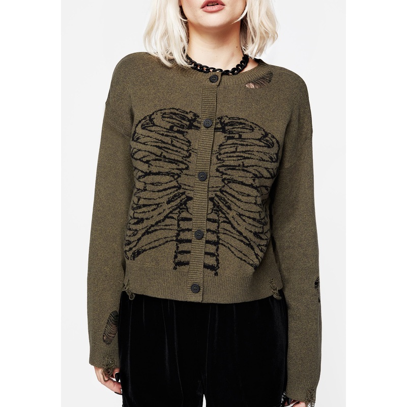 Vertebrae Graphic Knit Crop Cardigan