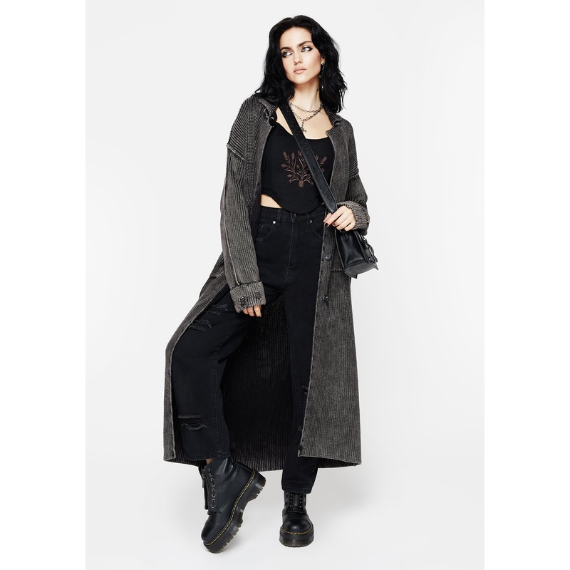 Allison Distressed Knit Longline Cardigan