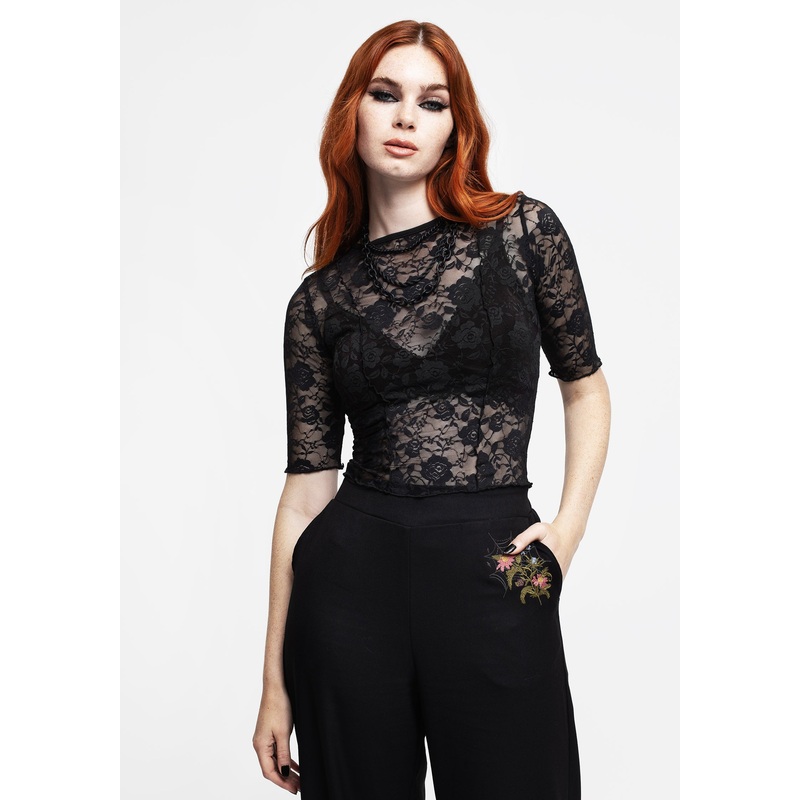 Anthos Floral Lace Crop Top