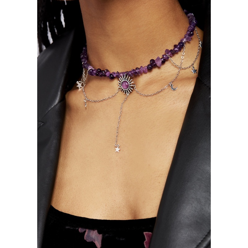 Aurora Gem Choker Necklace – Purple