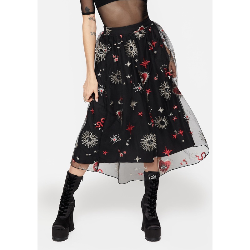 Bloodlust Embroidered Midi Skirt