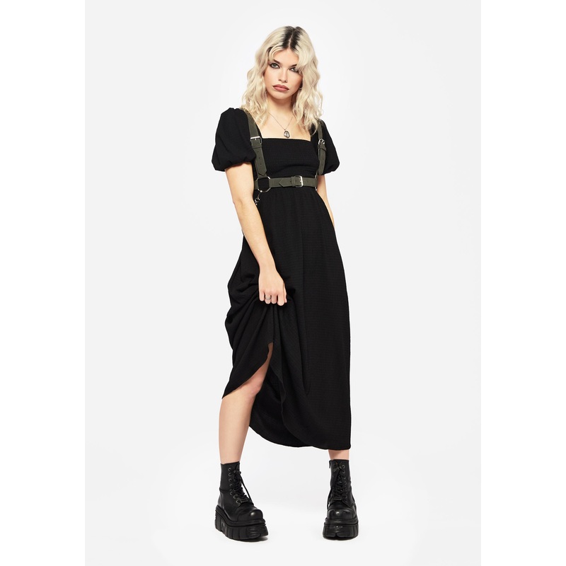 Carmine Midaxi Smock Dress – Black