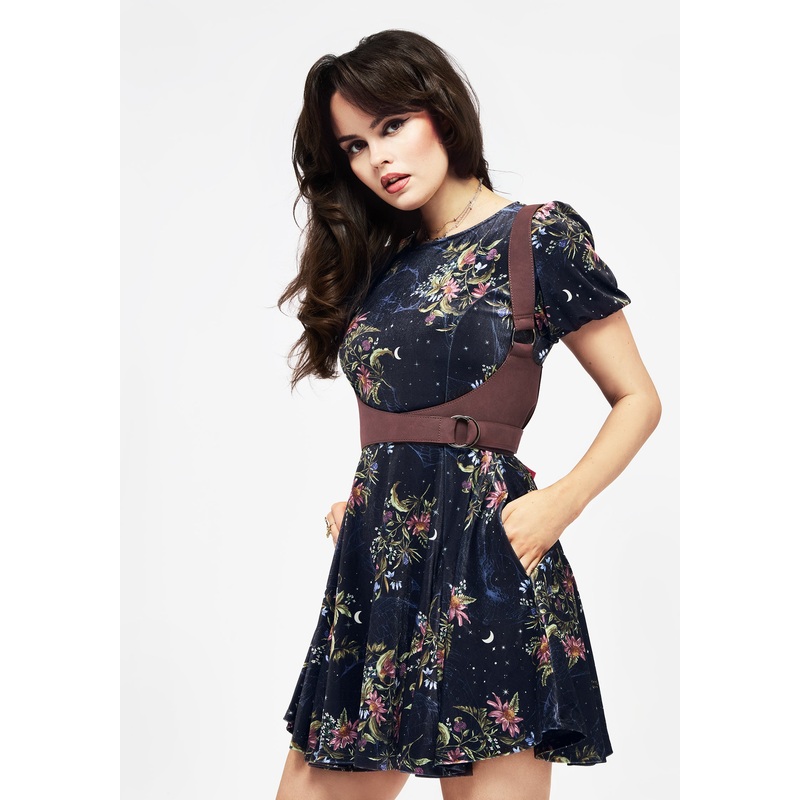 Cleome Floral Spiderweb Velour Mini Dress