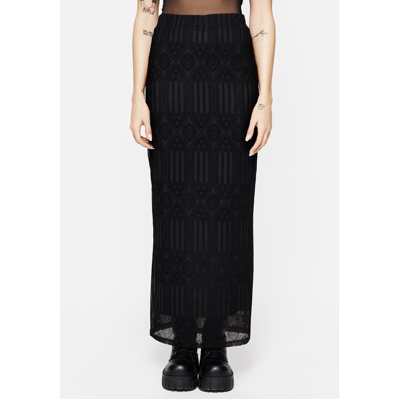 Cloister Flocked Mesh Maxi Skirt