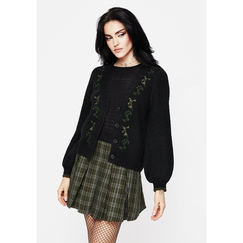 Dawsonia Embroidered Knit Crop Cardigan
