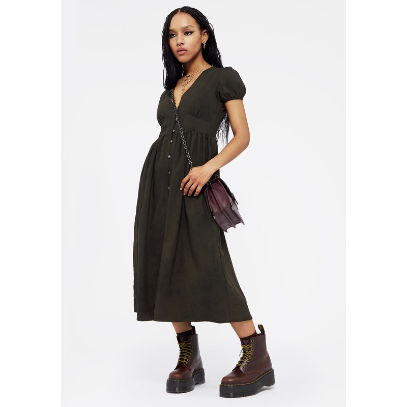 Gladys Button Up Midi Dress – Green