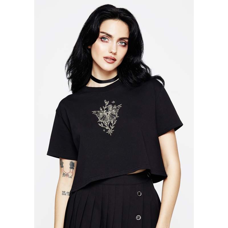 Hawkmoth Graphic Print Boxy Crop Tee