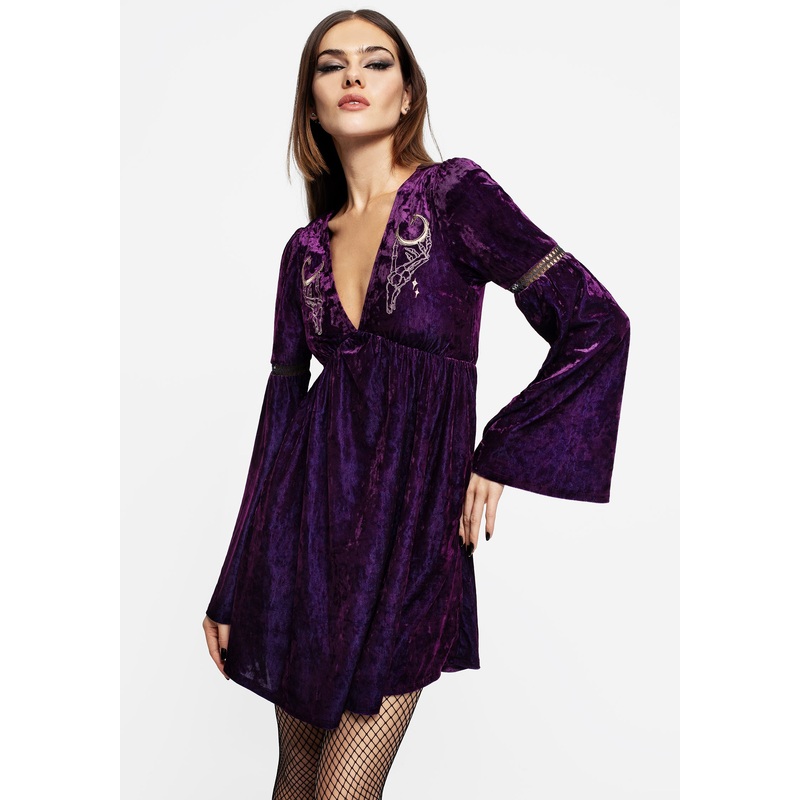 Heartache Crushed Velour Lace Mini Dress