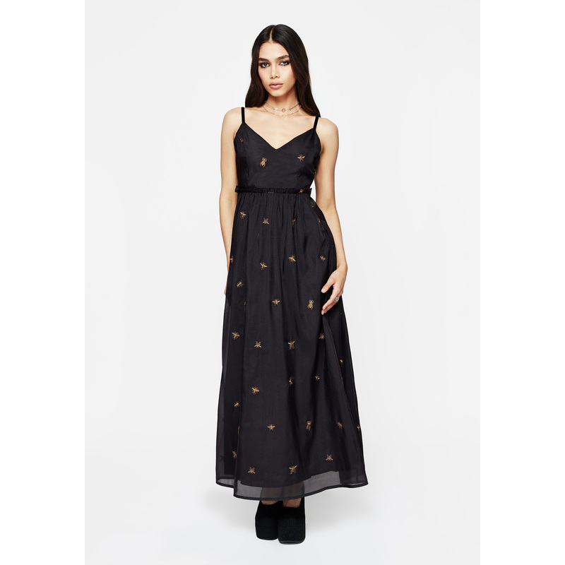 Insectarium Embroidered Organza Cami Gown