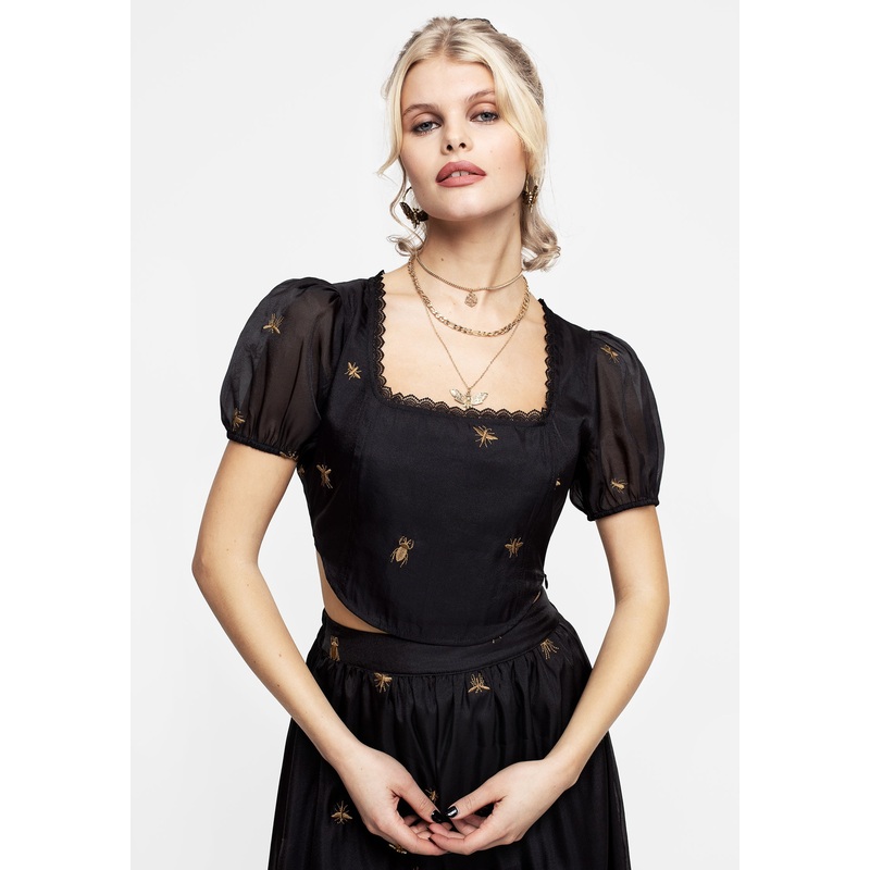 Insectarium Embroidered Organza Corset Top
