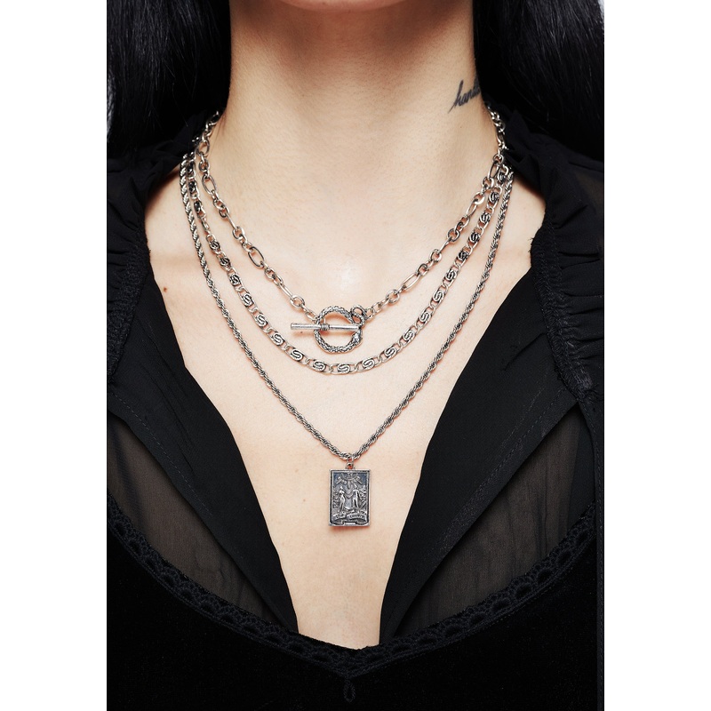 Lovers Tarot Layered Multichain Necklace