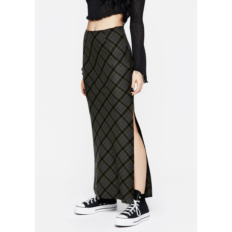 Reseda Bias Check Maxi Skirt
