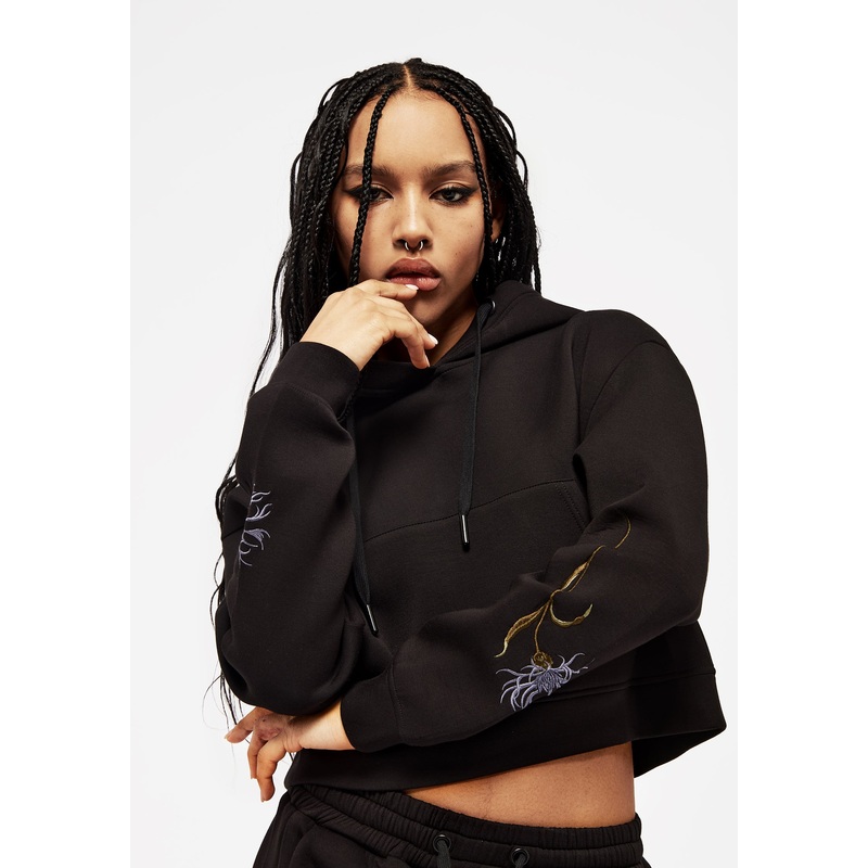 Rosanella Floral Embroidered Crop Hoody