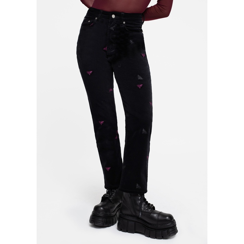 Styx Moth Embroidered Cord Trousers