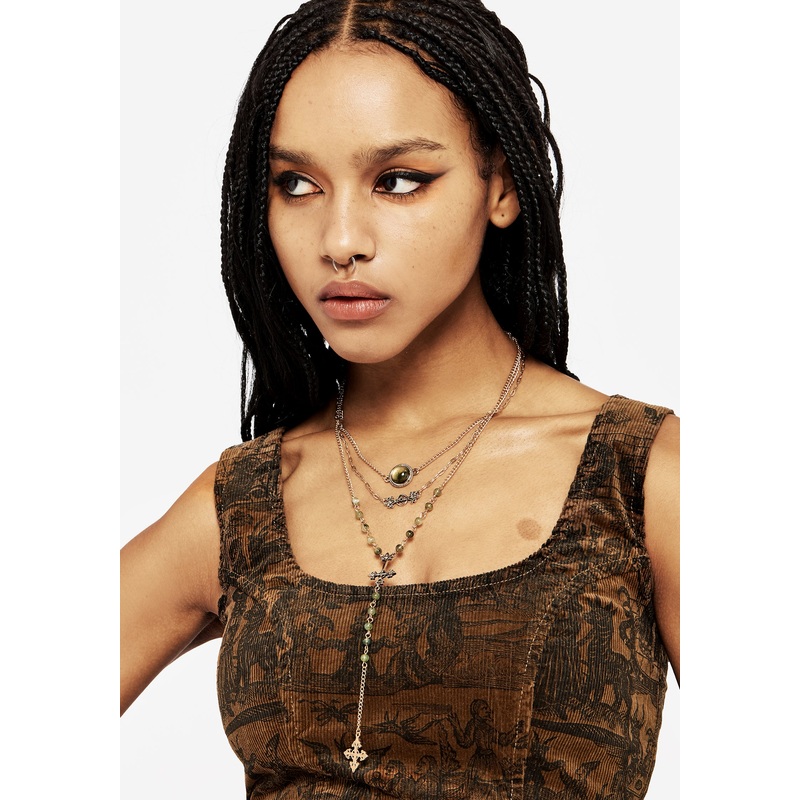 Viridity Layered Gem Multichain Necklace