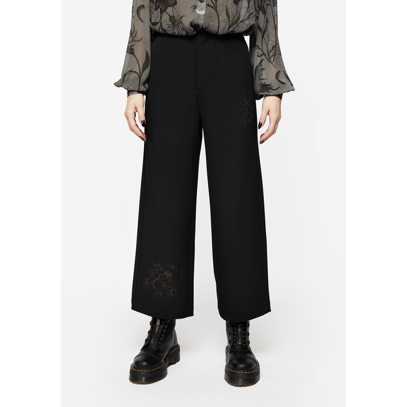 Amalthea Embroidered Tailored Wide Leg Trousers