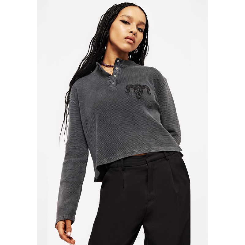Ariel Cotton Blend Embroidered Long Sleeve Top