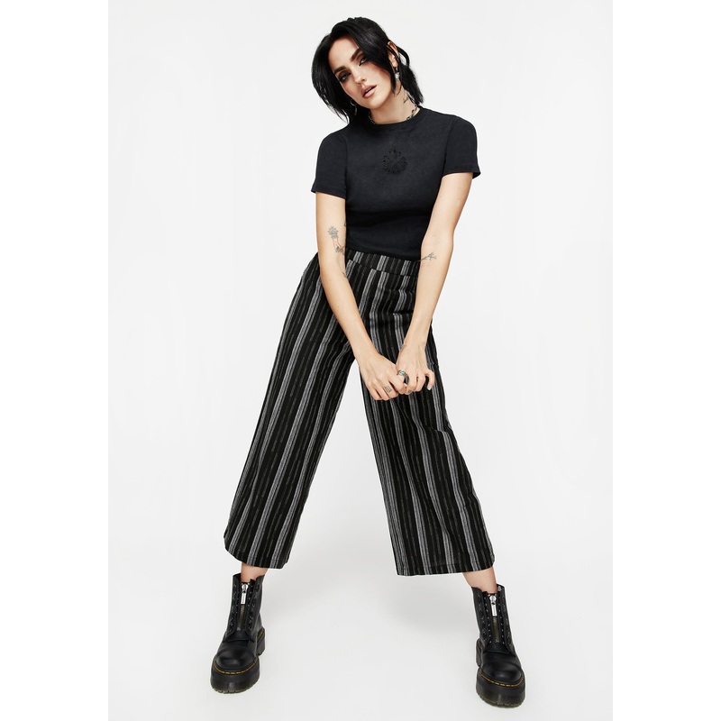Clandestine Stripe Cotton-Blend Culottes