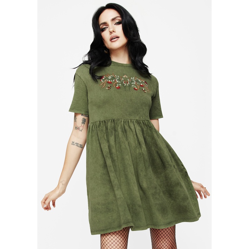 Copia Embroidered Cotton Jersey Skater Dress