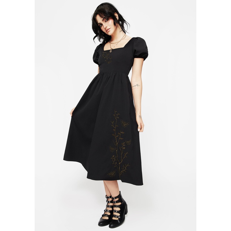 Cressida Moth Embroidered Midi Dress