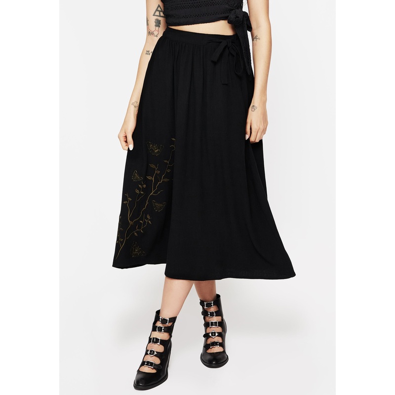 Cressida Moth Embroidered Midi Skirt