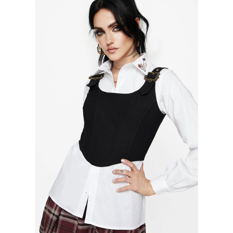 Dewdrop Cotton Embroidered Collar Shirt