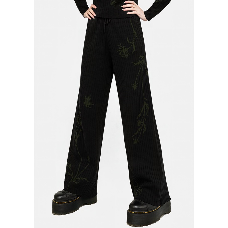 Diastella Floral Jacquard Rib Knit Trousers