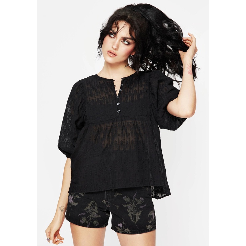 Evangeline Button Up Peplum Blouse Top