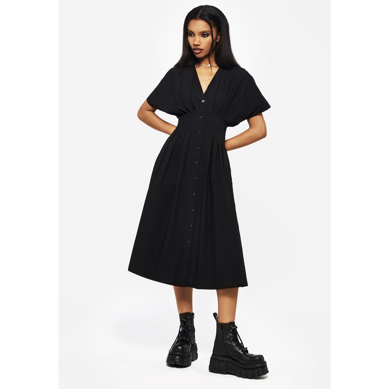 Finis Cotton Button Up Midi Shirt Dress