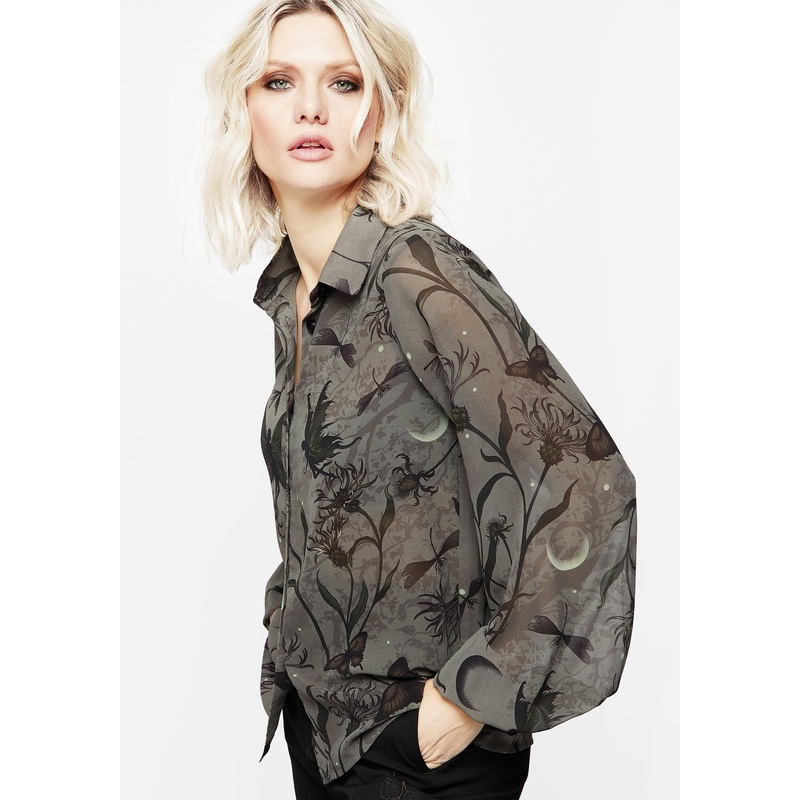 Gloriana Floral Print Chiffon Shirt