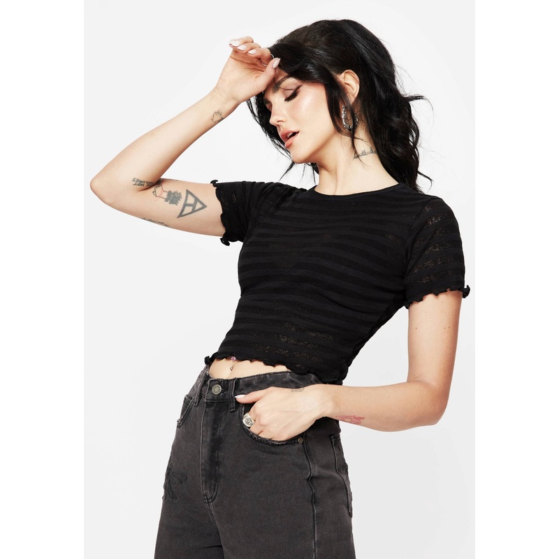 Gomez Lettuce Hem Jersey Crop Tee