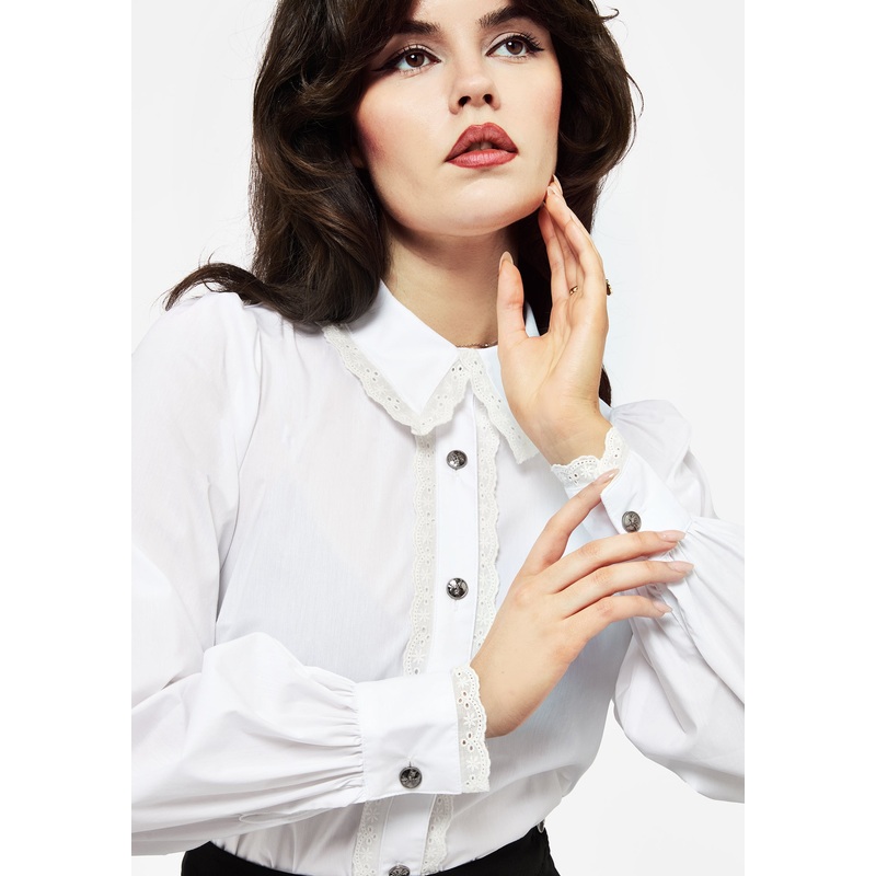 Grace Lace Trim Button Up Shirt