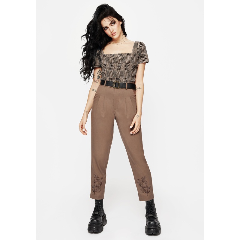Hazel Embroidered Slim Tailored Trousers