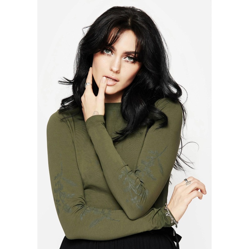 Leune Rose Print Cotton Long Sleeve Top