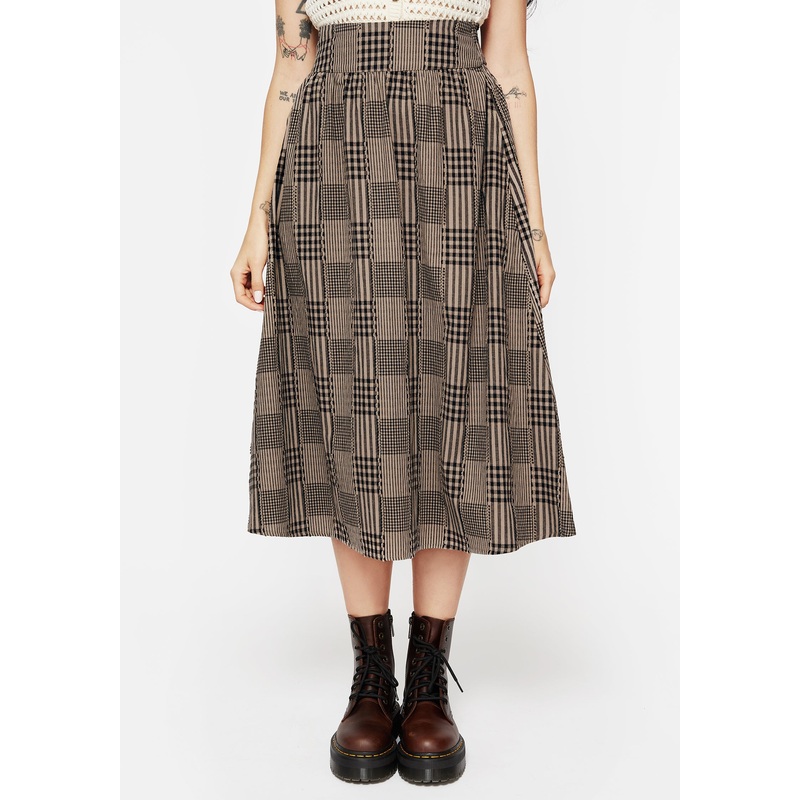 Mabel Check Midi Skirt