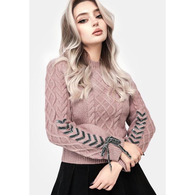 Marina Cable Knit Ribbon Lace Jumper