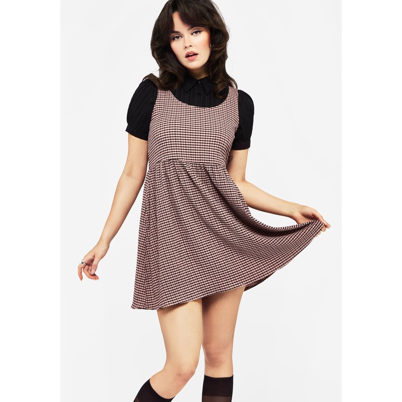 Midora Crinkle Check Mini Skater Dress
