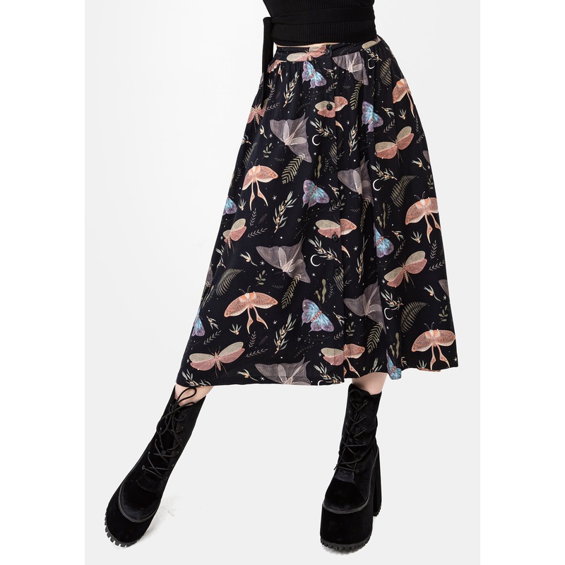 Nightmoth Button Up Midi Skirt