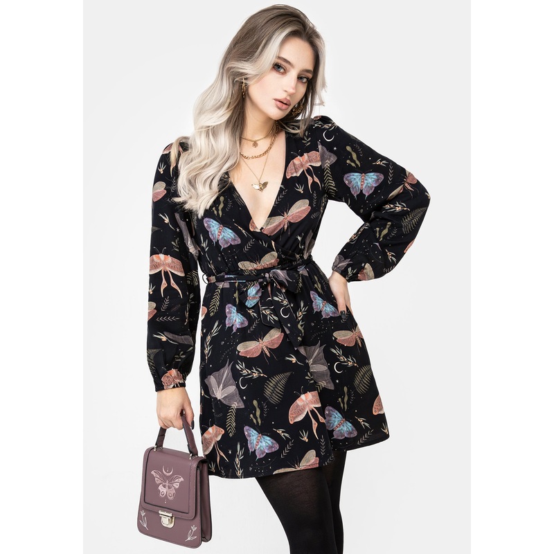 Nightmoth Mini Wrap Dress