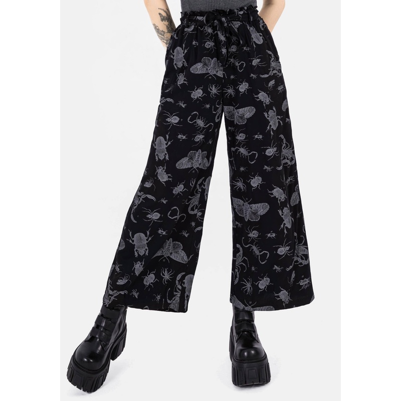 Parasite Bugs Wide Leg Paperbag Culotte Trousers – Black