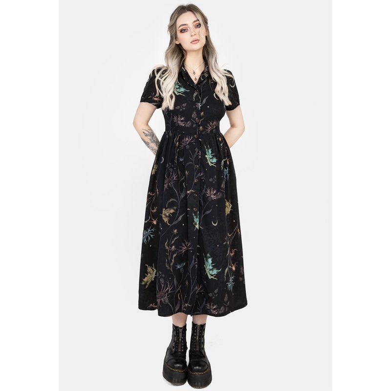 Rosanella Floral Print Midi Shirt Dress